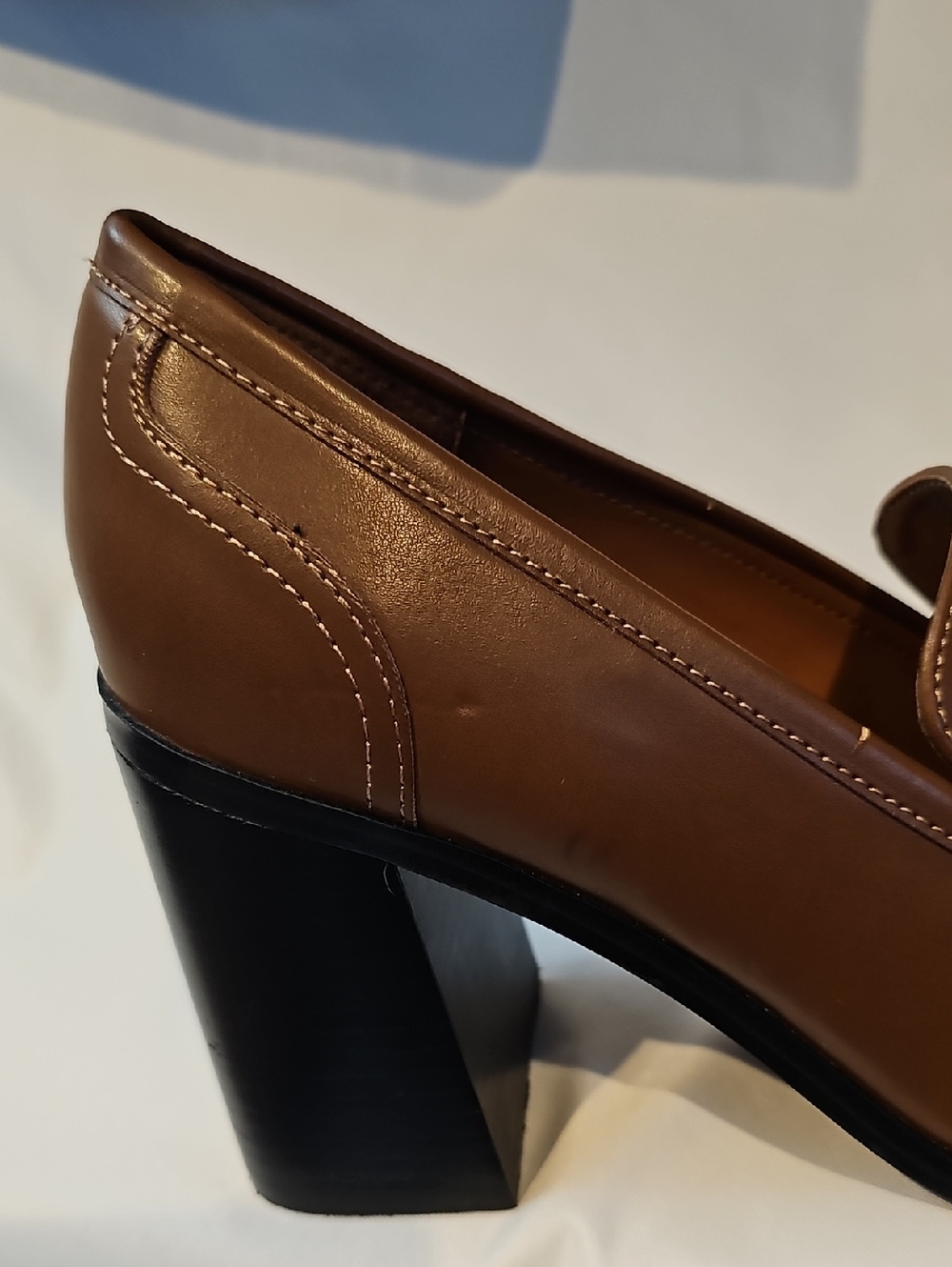 Marc Fisher Size 10 Hamish Block Heel Kiltie Penny Loafer Brown - Picture 13 of 14